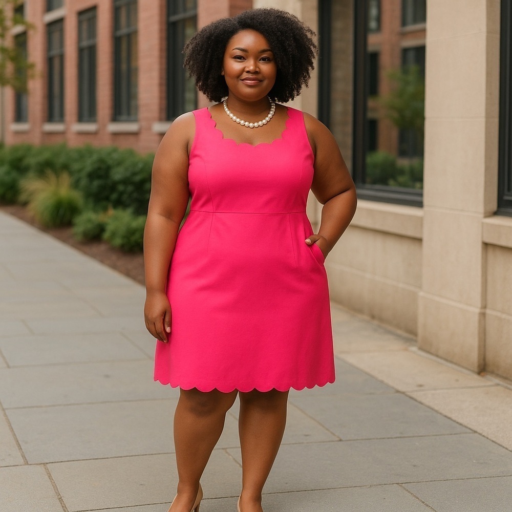 J. Crew Factory | Basket Weave Scallop Plus Dress Size 22